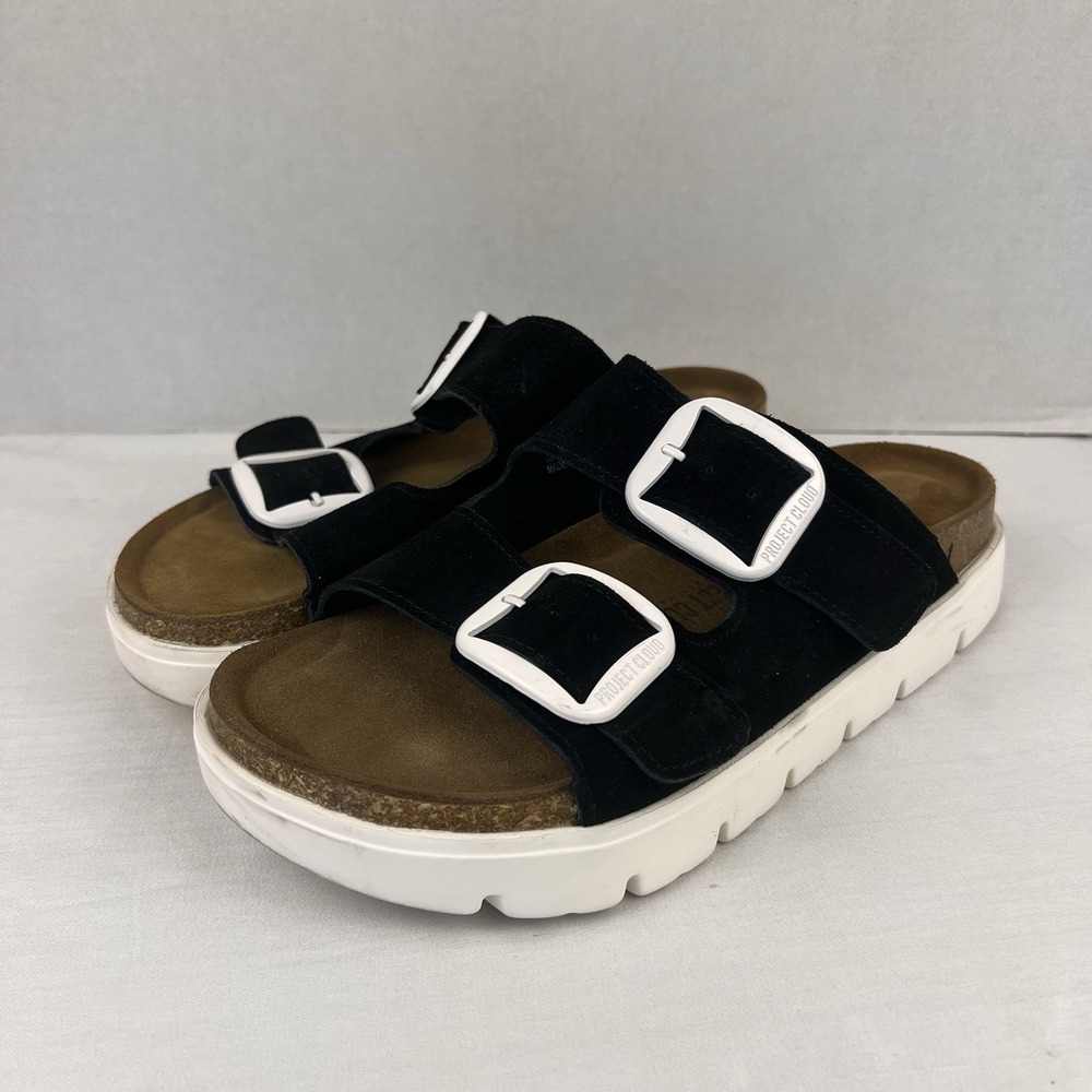 Project Cloud Greece Chunky Suede Sandals Women's Size 10 Black